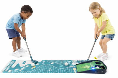 Kinder Minigolf Übungsset Flash Sound Golfball Puttmatte Sport Spiel 3+