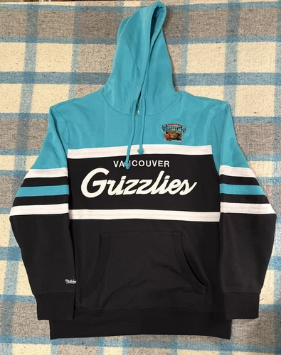 Felpa con cappuccio uomo Mitchell & Ness nero turchese Vancouver Grizzlies Head Coach XXL