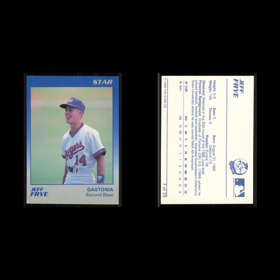 Jeff Frye #7 1989 Star Minor League Gastonia Rangers Baseball Card MLB NM - Image 3 of 3
