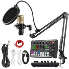 SINWE Podcast Microphone Bundle, BM-800 Condenser Mic with Live Sound Card Ki...