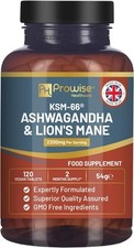 Ashwagandha and Lions Mane Powder Tablets High Strength Stress Relief Energy
