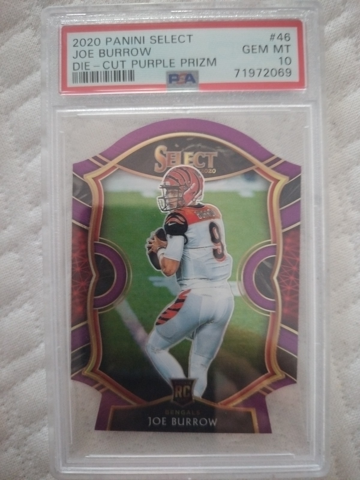 2020 Panini Select Joe Burrow Purple Die Cut Prizm Gem 10 PSA #46