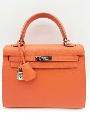 Hermes Kelly 25 Capucine Orange Epsom Palladium Shoulder Bag