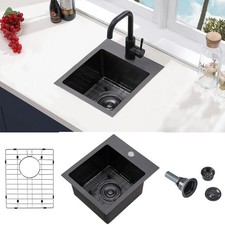 VCCUCINE Gunmetal Black Bar Sink Drop in, 13x15 Inch Topmount RV Small Kitche...