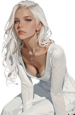 White-haired girl sitting Vinyl Car Decal Sticker 7" Weatherproof