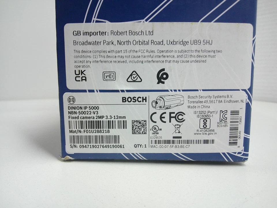Bosch Network HD Camera NBN-50022-V3 DINION IP 5000 2MP 1080P 3.3 to 12MM H.264 - Image 2 of 4