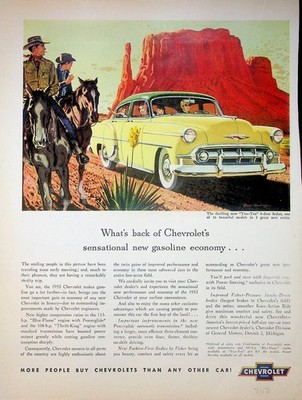 1953 Chevrolet Two-Ten 4-Door  Yellow Sedan Magazine Print Ad Monument Valley