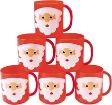 Fun Express Christmas Mugs Set of 12 - Santa Face Holiday 8 Ounces, Red 