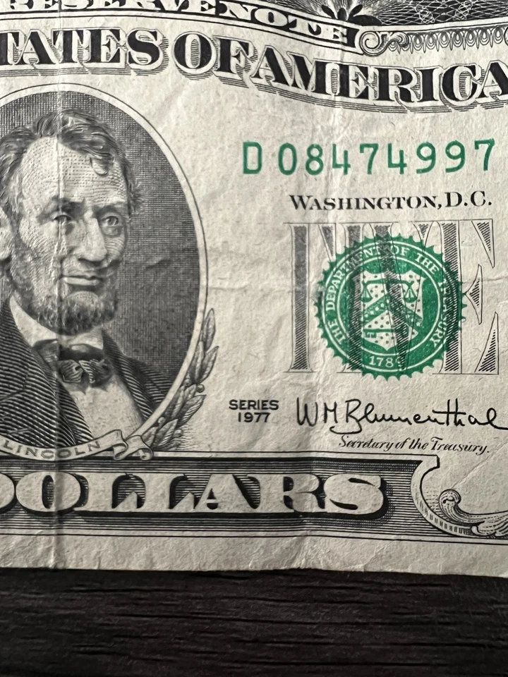 1977 $5 Bill - Image 2 of 3