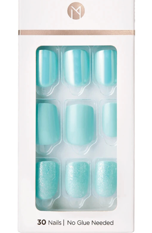 KISS IMPRESS PRESS ON NAILS ONE STEP MANICURE RAIN CHECK SHIMMER ACCENTS