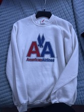 American Airlines AA Logo White Crewneck Sweatshirt Jerzees Made in USA
