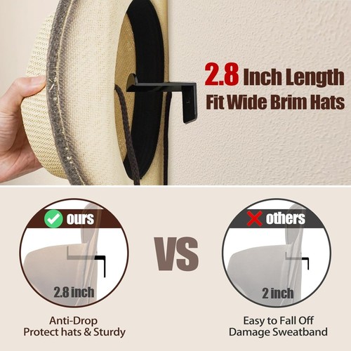 4/8X Wall Mounted Hat Rack Baseball Cap Storage Hanger Display Organizer Holder - Picture 4 of 16