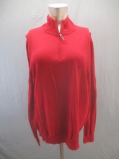 NWT Nautica Size L Mens Red 100 Cotton 1/4 Zip Long Sleeve Casual Pull Over 317