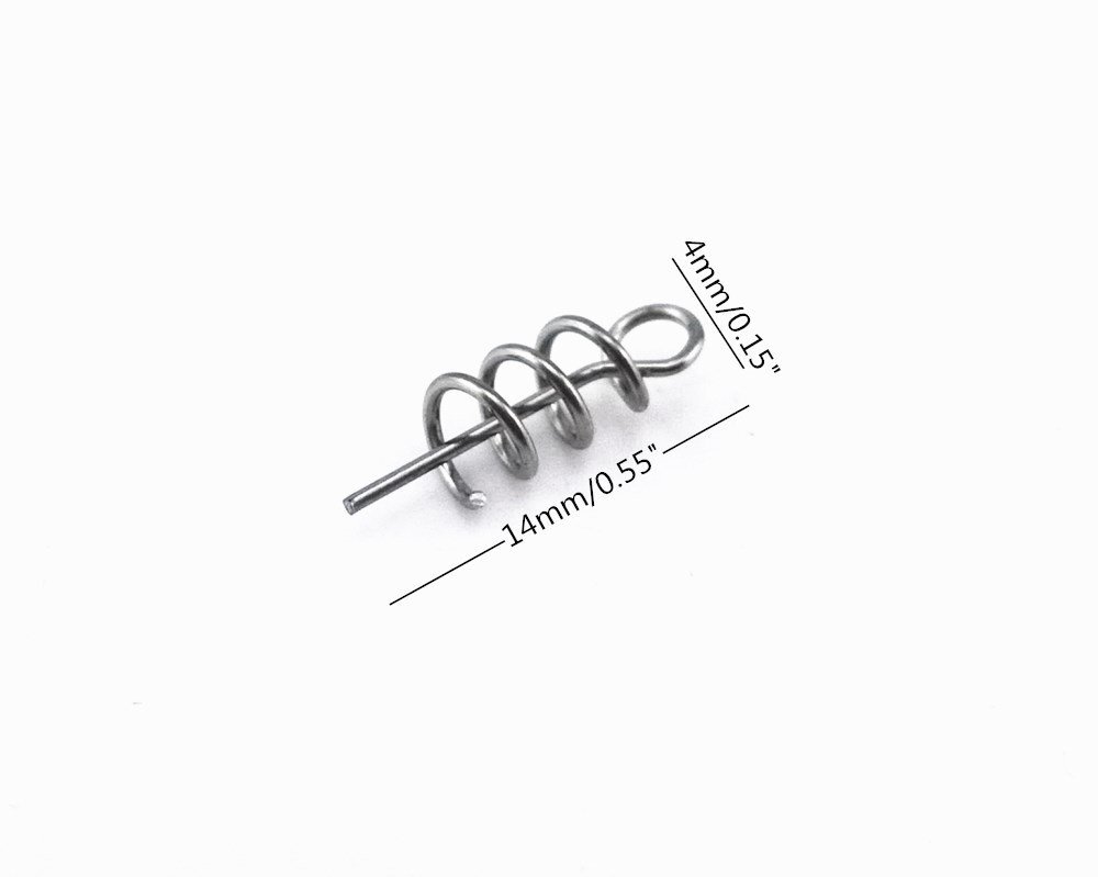 100pcs Spring Twist Lock Fishing Hook Centering Pin for Soft Lure Bait WormCrank