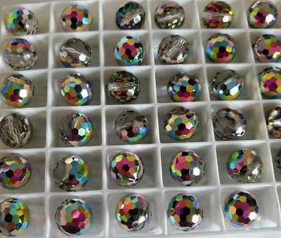 Vintage Swarovski 5003 10mm Disco beads Vitrail Medium, Rare (6pcs) 