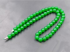 New Fashion 8mm 10mm Genuine Green Jade Beads White Gold Plated Clasp Necklace