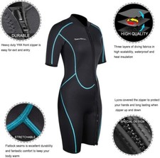 Seaskin Mens 3mm Shorty Wetsuit Womens, Full Body Diving Suit Front Zip Wetsuit