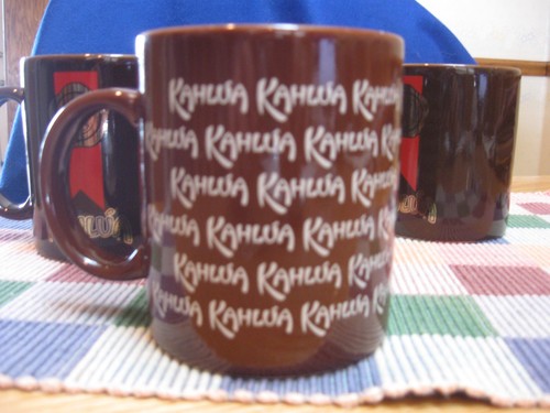 4er Set Kahlua Kaffeelikör Becher dunkel schokobraun mit Logo - Vintage 80er - Bild 3 von 3