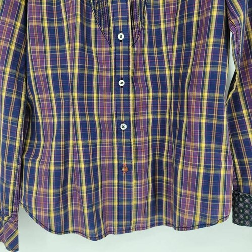 Campus Marc O Polo Womens Oxford Shirt Purple Blue Plaid Button Up Flip Cuff M - Picture 5 of 10