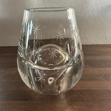 Atomic  Art Glass Bubble Vase/Paperweight  From Poland. Etched MCM Moon & Stars