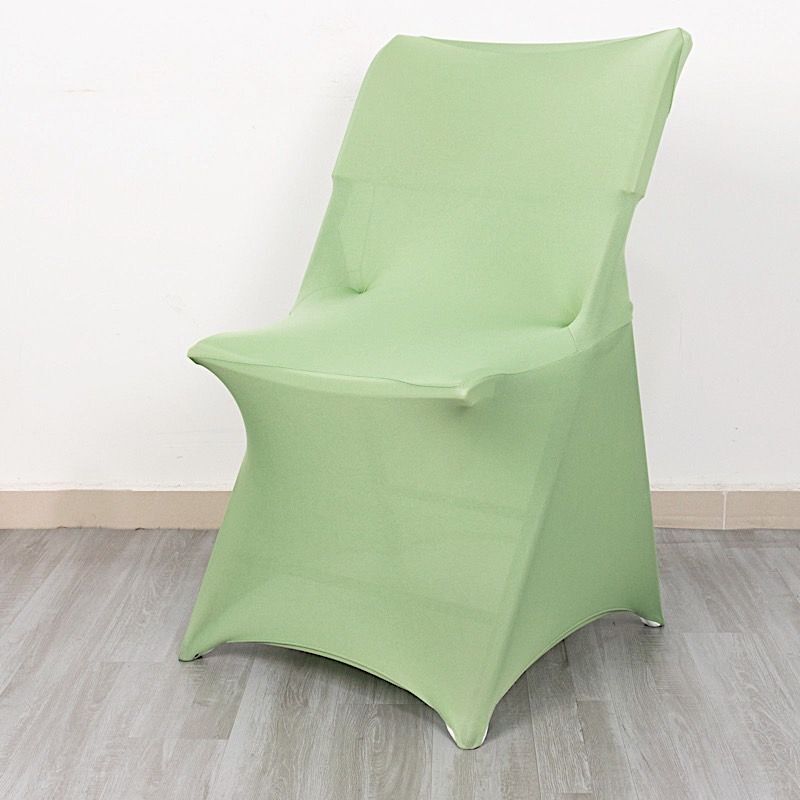 10 Sage Green Stretchable Spandex Chair Covers Wedding Banquet - Main Image