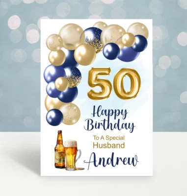 Mens 50th Birthday Card Personalised Husband Son Dad Friend Brother Nephew 60th