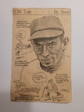Tom Zachary Dodgers 1934 Baseball Cartoon Sketch RARE! Jack Sords 