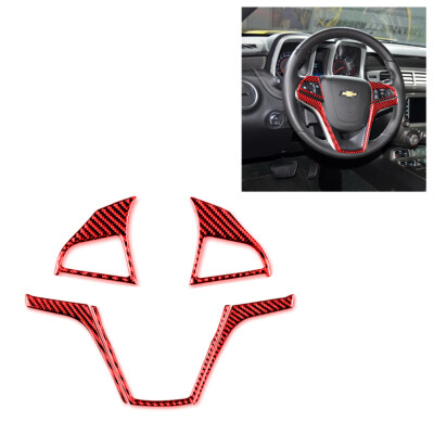 5 Stück rote Kohlefaser-Lenkradabdeckung für Chevrolet Camaro 2010-2015