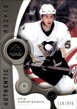 2005-06 SP Game Used #187 Erik Christensen RC SERIAL #34/999 PITTSBURGH PENGUINS