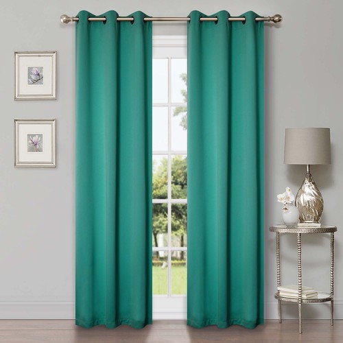 Solid Classic Modern Grommets Room Darkening 42" Wide Blackout Curtain Panel Set - Picture 26 of 206