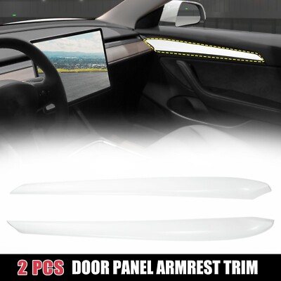 2PCS White Front Inner Door Panel Armrest Cover Molding Trim For Tesla Model 3/Y