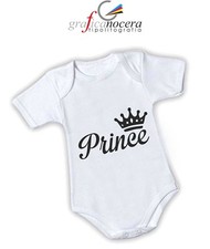 Bodino Body Neonato Prince corona nascita varie taglie idea regalo sorpresa 