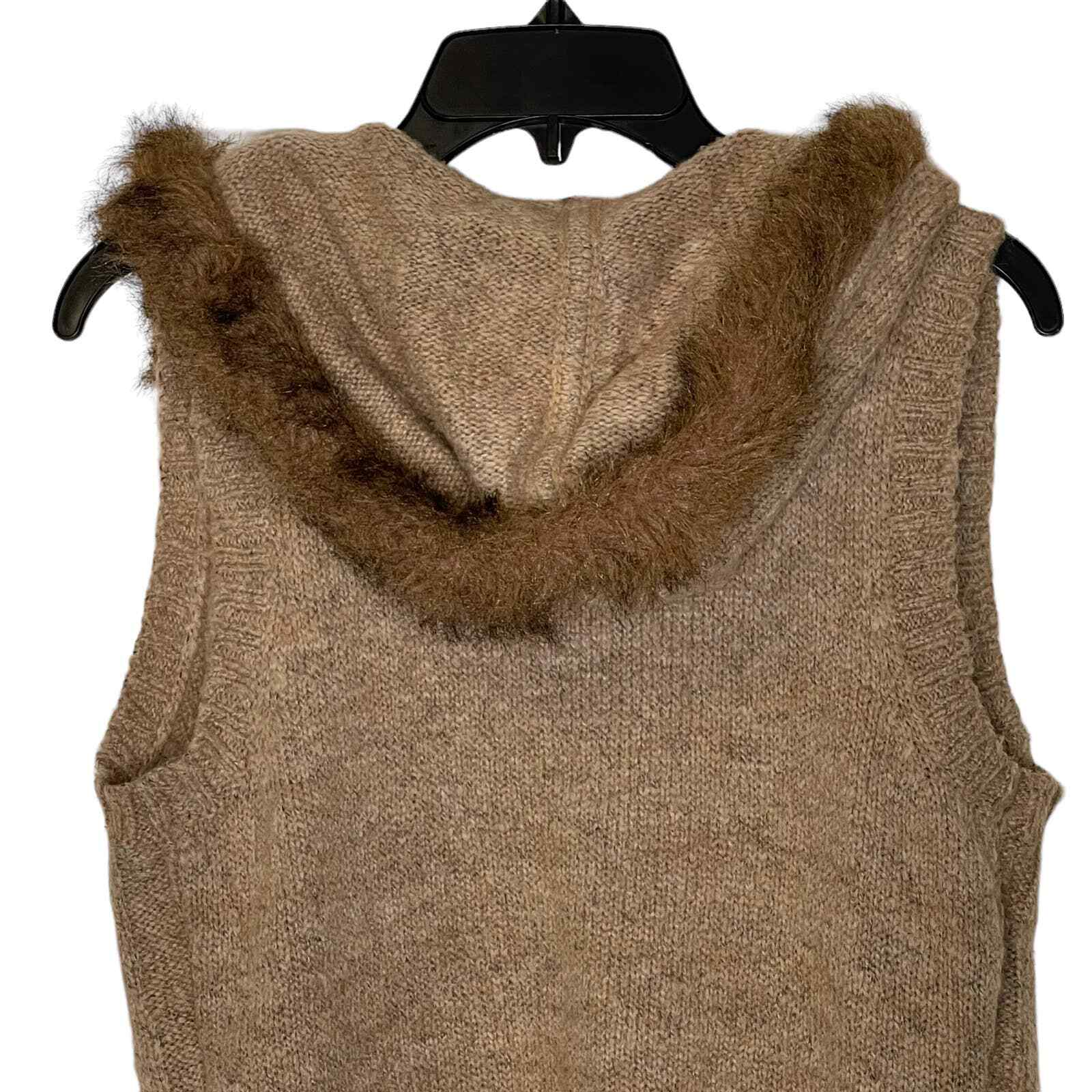 Christopher & Banks Open Hooded Brown Vest Fux Fu… - image 7