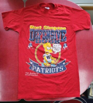 #ad VINTAGE 1990 NFL NEW ENGLAND PATRIOTS BART SIMPSON LOGO 7 T SHIRT Adult M C $55.00