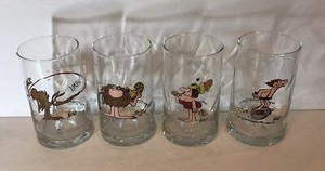 Vintage B. C. Ice Age Arby’s Collectible Glasses w/Cavepeople 1981 Set 4