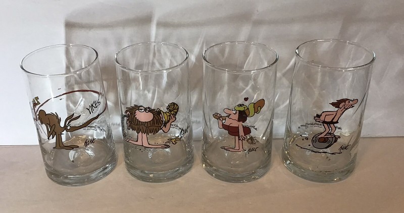 Vintage B. C. Ice Age Arby’s Collectible Glasses w/Cavepeople 1981 Set 4