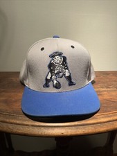 New England Patriots Mitchell  Ness Adjustable Hat Throwback Logo Spellout Brim