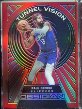 Paul George 2021 Obsidian #18 Tunnel Vision Red Flood