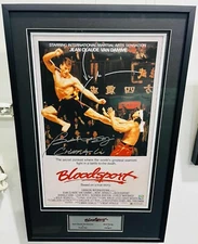AUTOGRAPHED BLOODSPORT MOVIE POSTER JEAN CLAUDE VAN DAMME  & BOLO YEUNG 40X60 CM