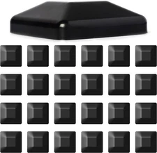 24 Pack Wood Fence Post Caps - Durable Plastic Water-Proof and UV-Proof, Black