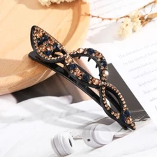 Women Elegant Rhinestone Duckbill Clip Crystal Hair Claws Clips