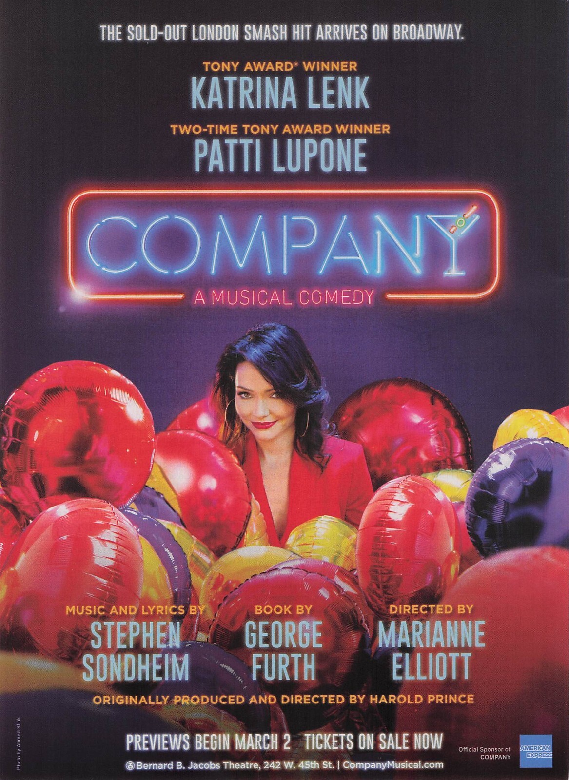 COMPANY A MUSICAL COMEDY print ad Framing KATRINA LENK PATTI LUPONE Broadway
