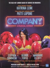 COMPANY A MUSICAL COMEDY print ad Framing KATRINA LENK PATTI LUPONE Broadway