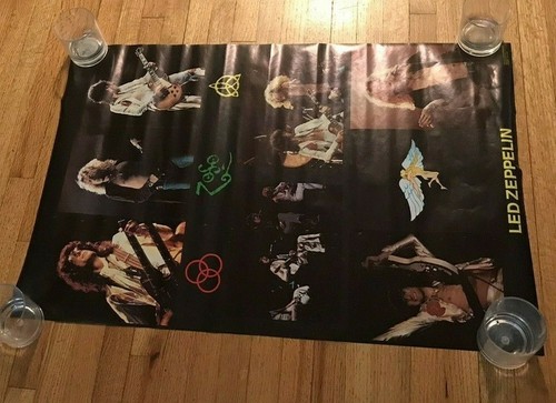 Vintage Led Zeppelin Collage 1972 Poster 23" x 35" Made In UK - Foto 5 di 12