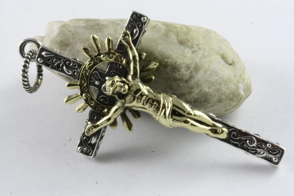 Ciondolo Di Gesù Croce Gerusalemme Placcato Oro In Argento 925 / 622 - Immagine 3 di 4