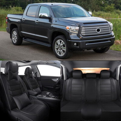 For Toyota Tundra Crew Cab Full Car Front Rear 5 Seat Cushion Cover PU Leather