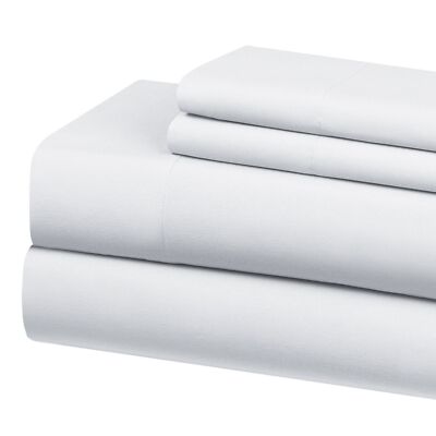 3 tlg. Mainstays Bettwäsche Set Spannbettlaken Betttuch Weiß Kissenbezug A003215