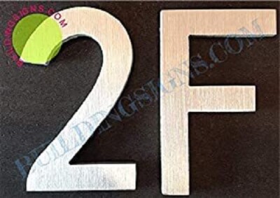Apartment Number 2F Sign (Brush Silver,, Rust Free, 2.75 inch)....--REF24-1027