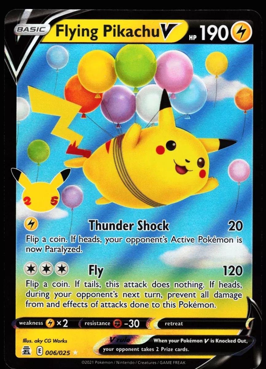 Flying Pikachu V 006 025 Pokemon Card Celebrations 25th Anniversary Near Mint NM
