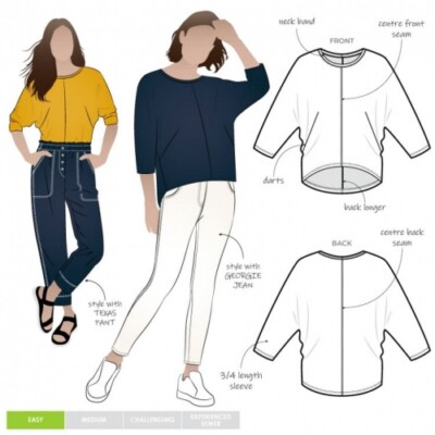 Style Arc Schnittmuster Rhea Strick Top Damen Größen 10-22